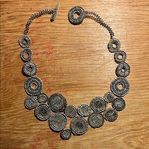 Silver Spiral Hand Beaded Necklace